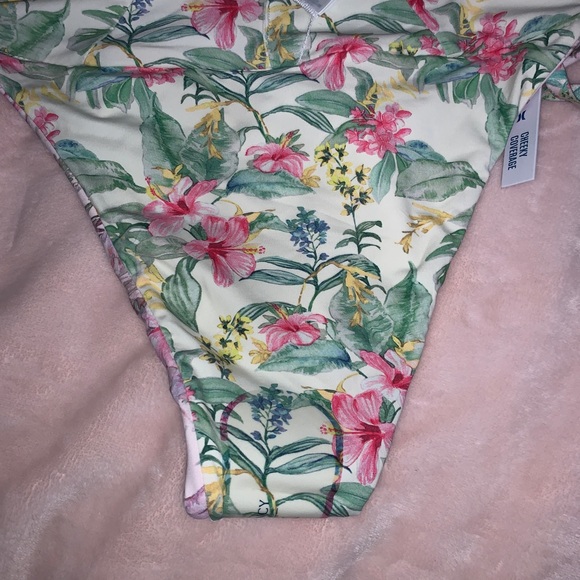 Loveshackfancy x Hurley floral pink green and blue bikini bottoms size small - Picture 3 of 8
